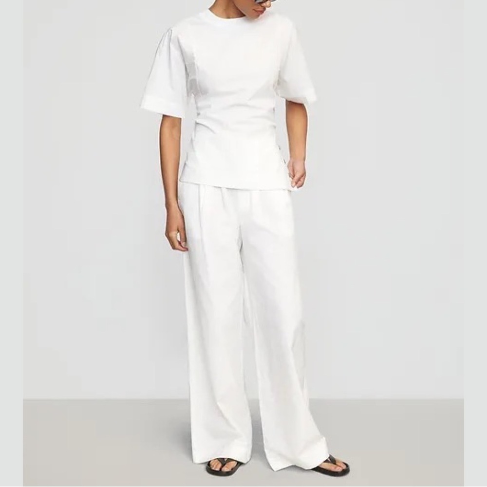 Modern Citizen “Chiyo” Side Button Short Sleeve Zip-Back Blouse Top White XS EUC - Picture 13 of 16